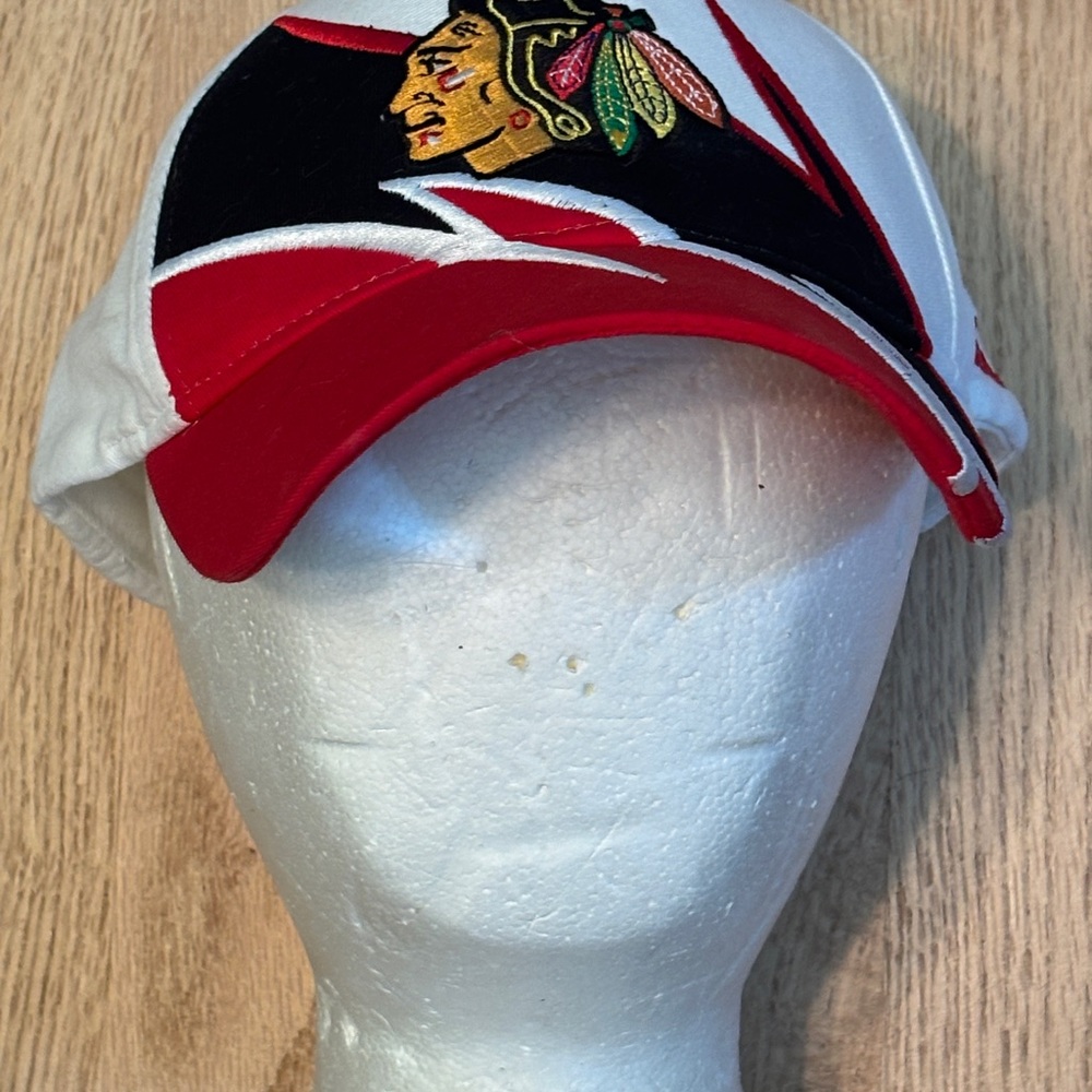 Chicago Blackhawks White, Black & Red Cap by Reebok w/ Adjustable Strap